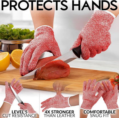 Zulay Cut Resistant Gloves Food Grade Level 5 Protection - Comfortable Safety Cutting Gloves - Cut Resistant Work Gloves