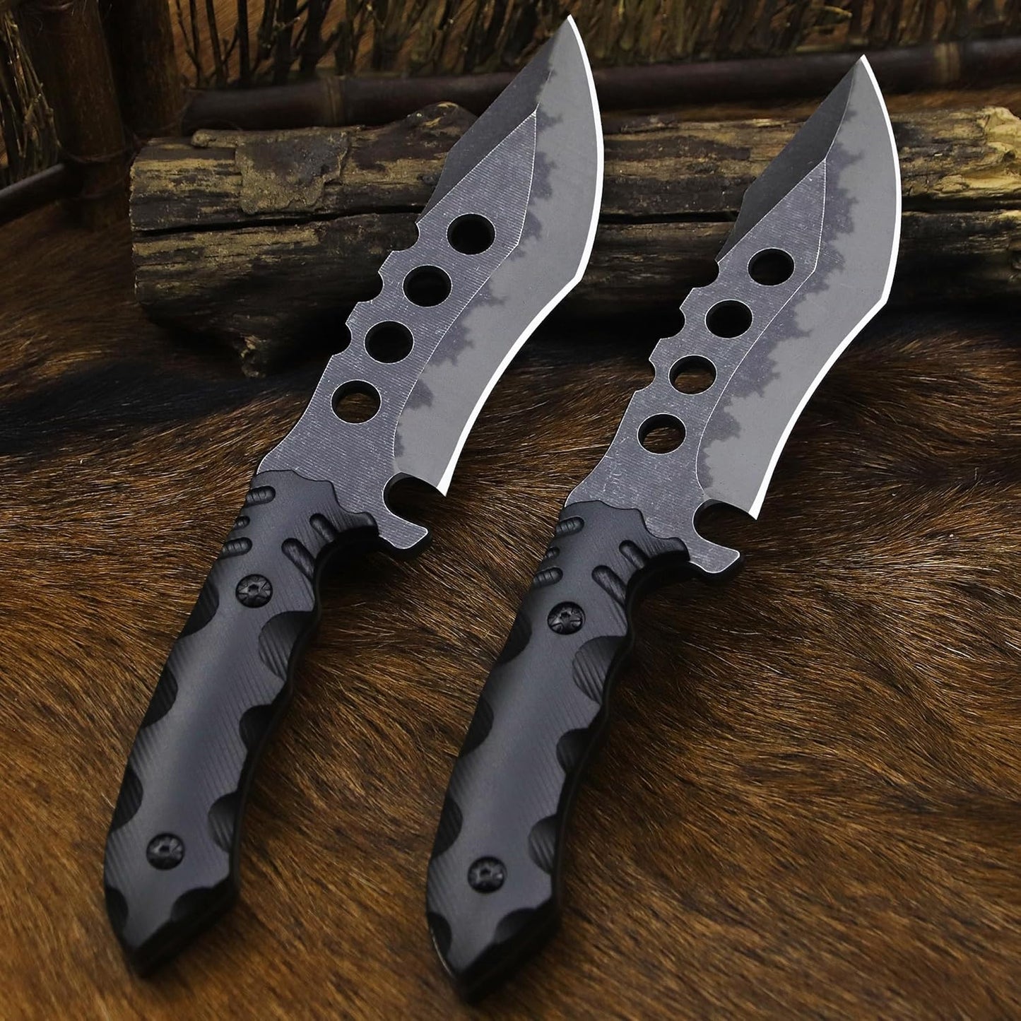 BA-KOR USA 6mm thick 440C steel (10.8in) (full Tang) fixed knife + sheath & (5.9in) cerium igniter, suitable for outdoor camping, survival, adventure, fishing, EDC, hunting knife