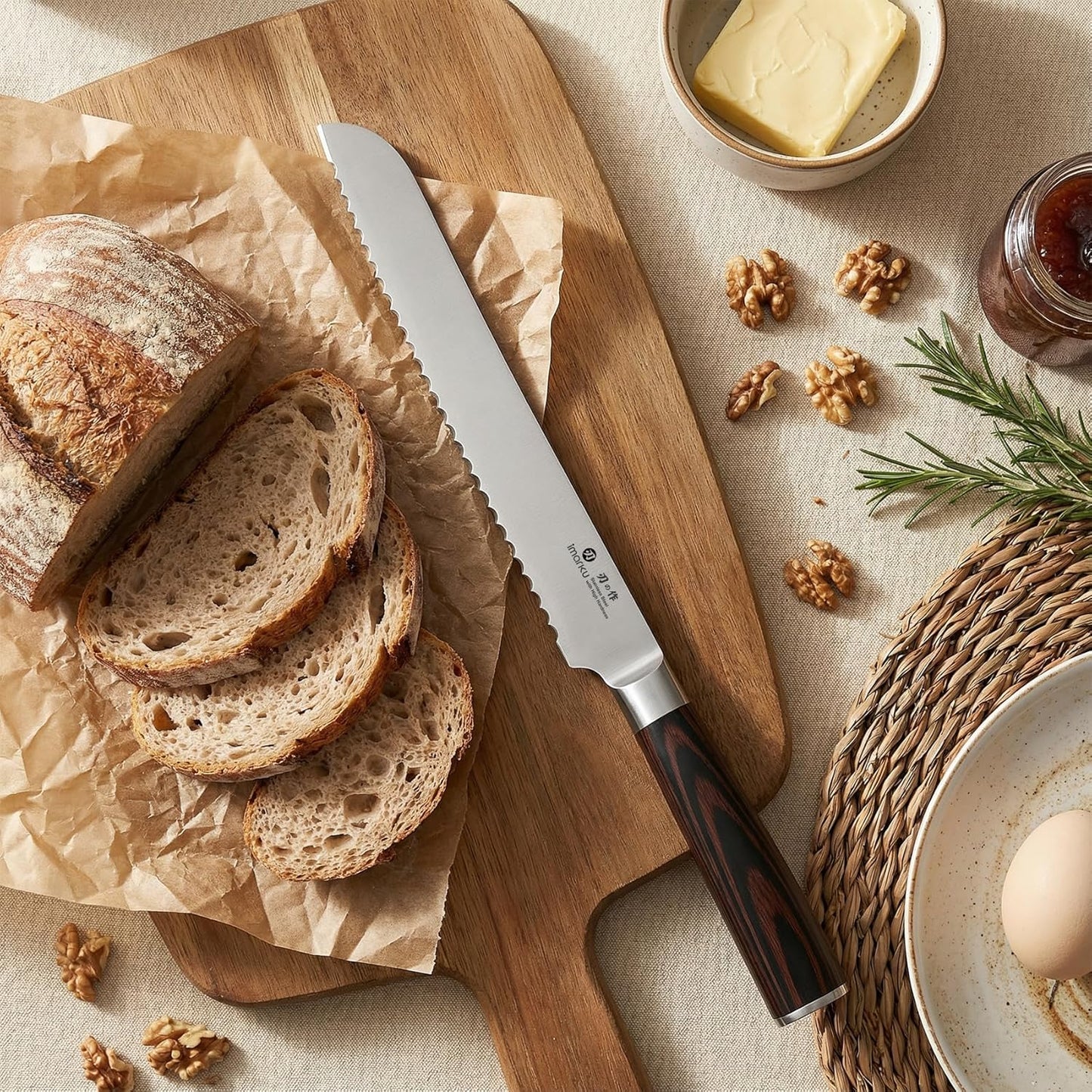 imarku Bread Knife 10 Inch: Japanese High Carbon Stainless Steel Professional Grade Serrated Bread Knife, Razor Sharp Edge Cake Knife for Homemade Bread/Bagels/Cake