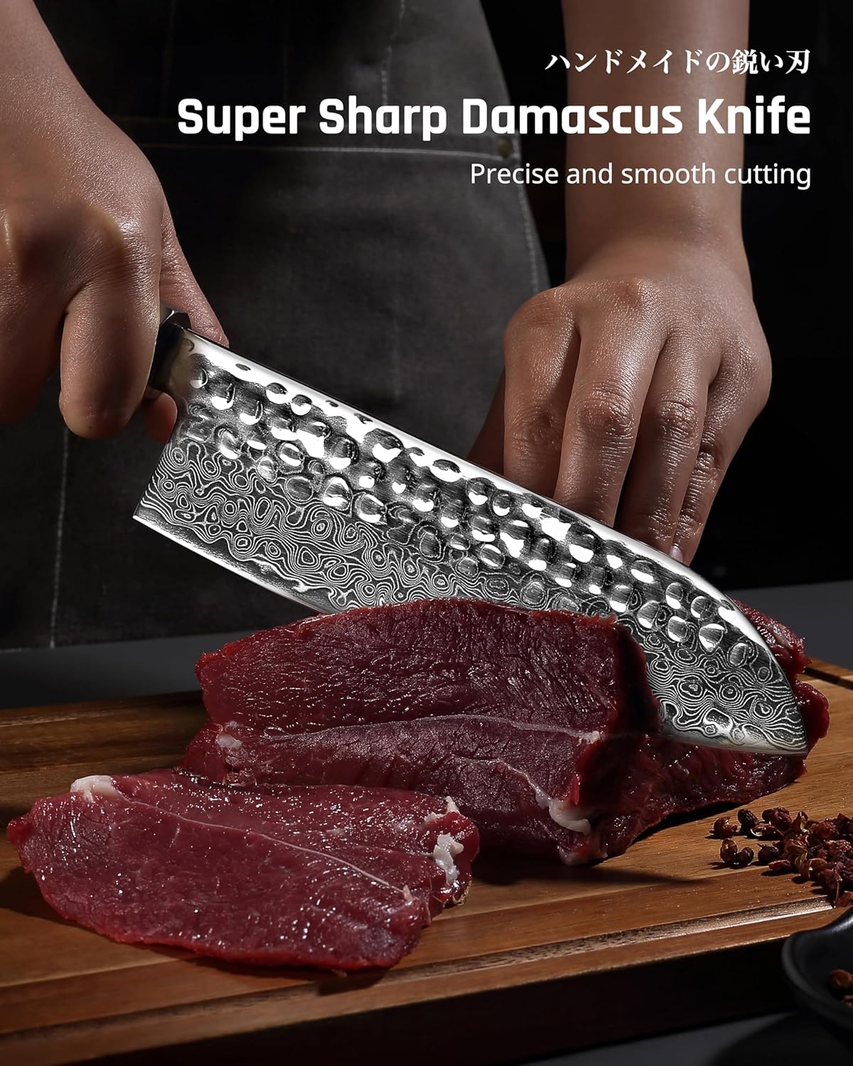YOTSUBA 3PCS Japanese Damascus Chef Knife Set – Ultra Sharp Hand-Forged High Carbon Steel Blades with 100% Genuine Natural Hardwood Handles, Professional Kitchen Knives for Chopping Meat & Vegetables