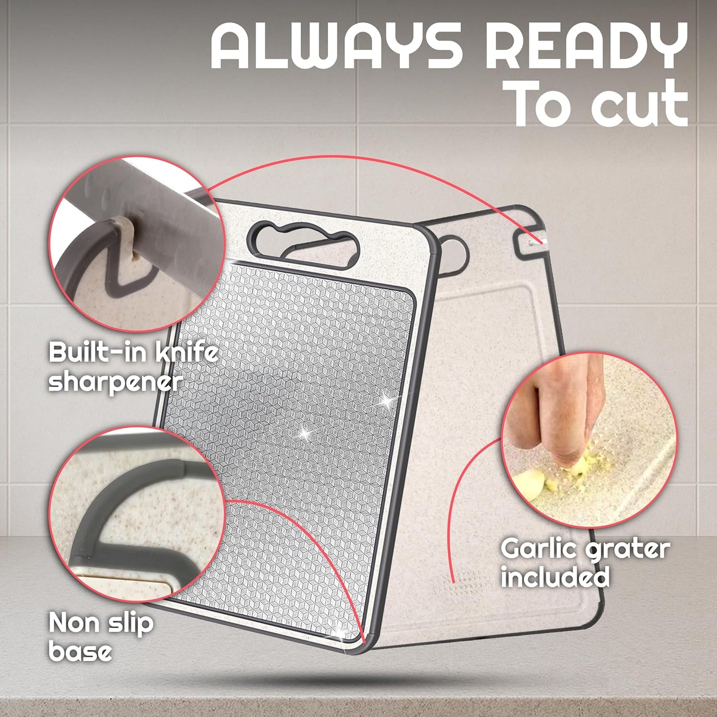 Double-Sided Stainless Steel Cutting Board for Meat & Vegetables – Non-Toxic, Easy to Clean, Includes Cut-Resistant Gloves & Sharpener