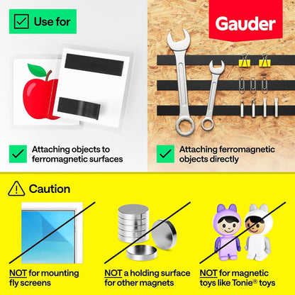 GAUDER Magnetic Tape with 3M Adhesive - Strong Self-Adhesive Magnet Strip - Strong Magnetic Tape Roll with Cuttable Length & 3M Sticky Back (20 ft x 0.6 in)