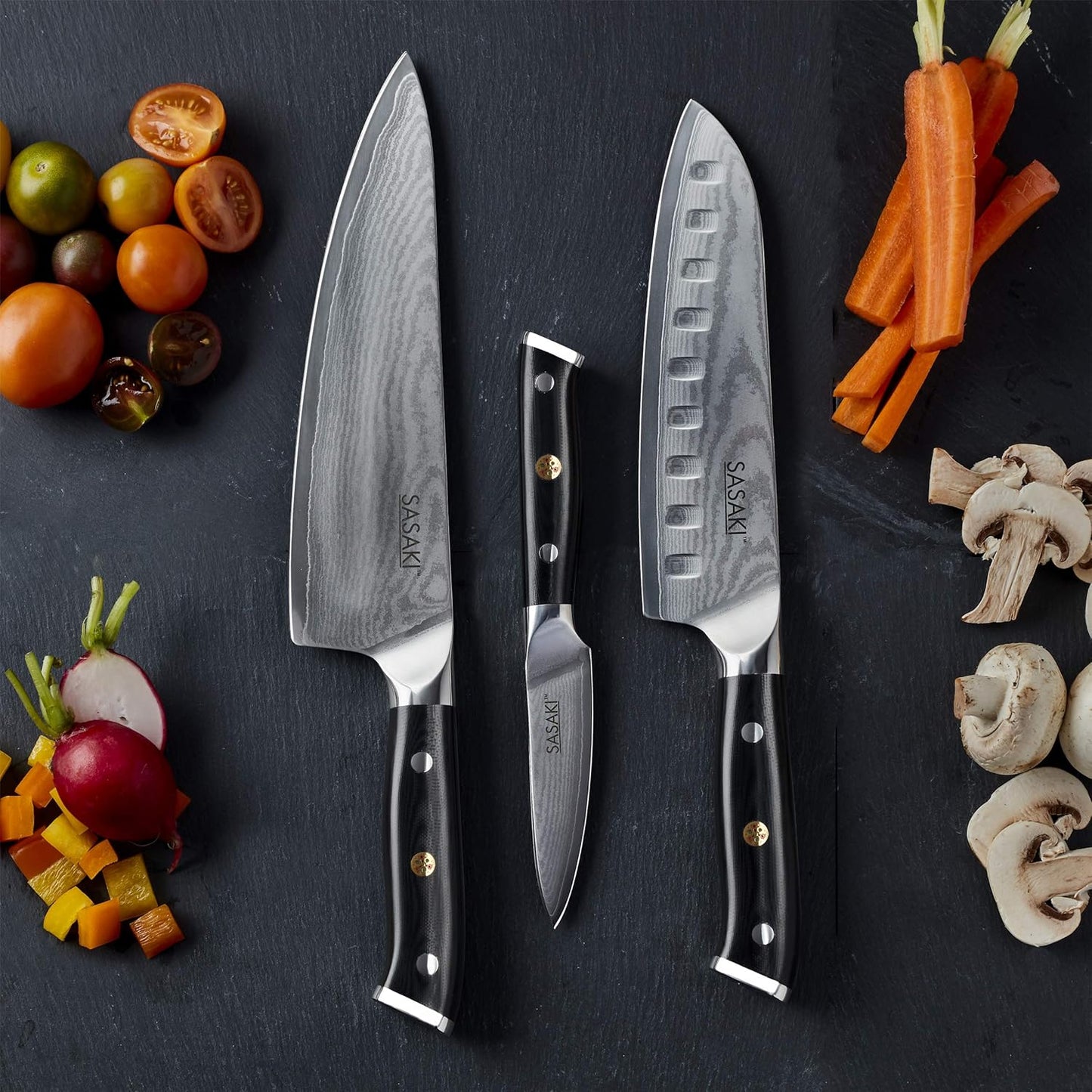 Sasaki 5228194 Masuta Japanese AUS-10 Stainless Steel Santoku Knife with Locking Sheath, 7-Inch