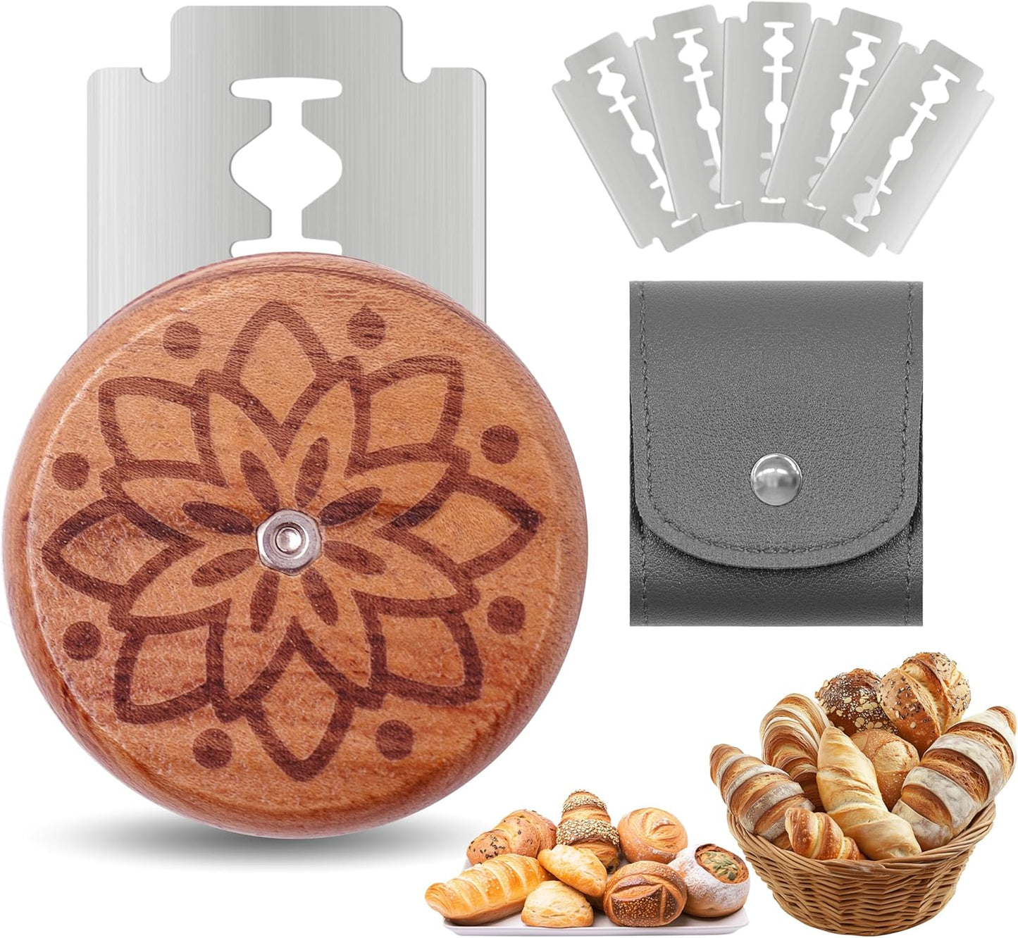 UFO Bread Lame Cutter for Homemade Sourdough,Bread Scorer Tool for Sourdough with 5 Blades and Storage Cover,Slashing Tool Bread Cutting Knife for Artisan Bread and Baguette Makers,Circle
