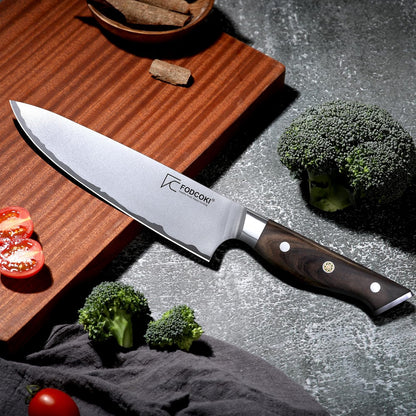 Japanese Chef Knife 8 Inch Kitchen Sharp Knife High Carbon Steel AUS10 with Ebony Wood Handle Professional Chefs Knife for Cutting Meat Vegetable