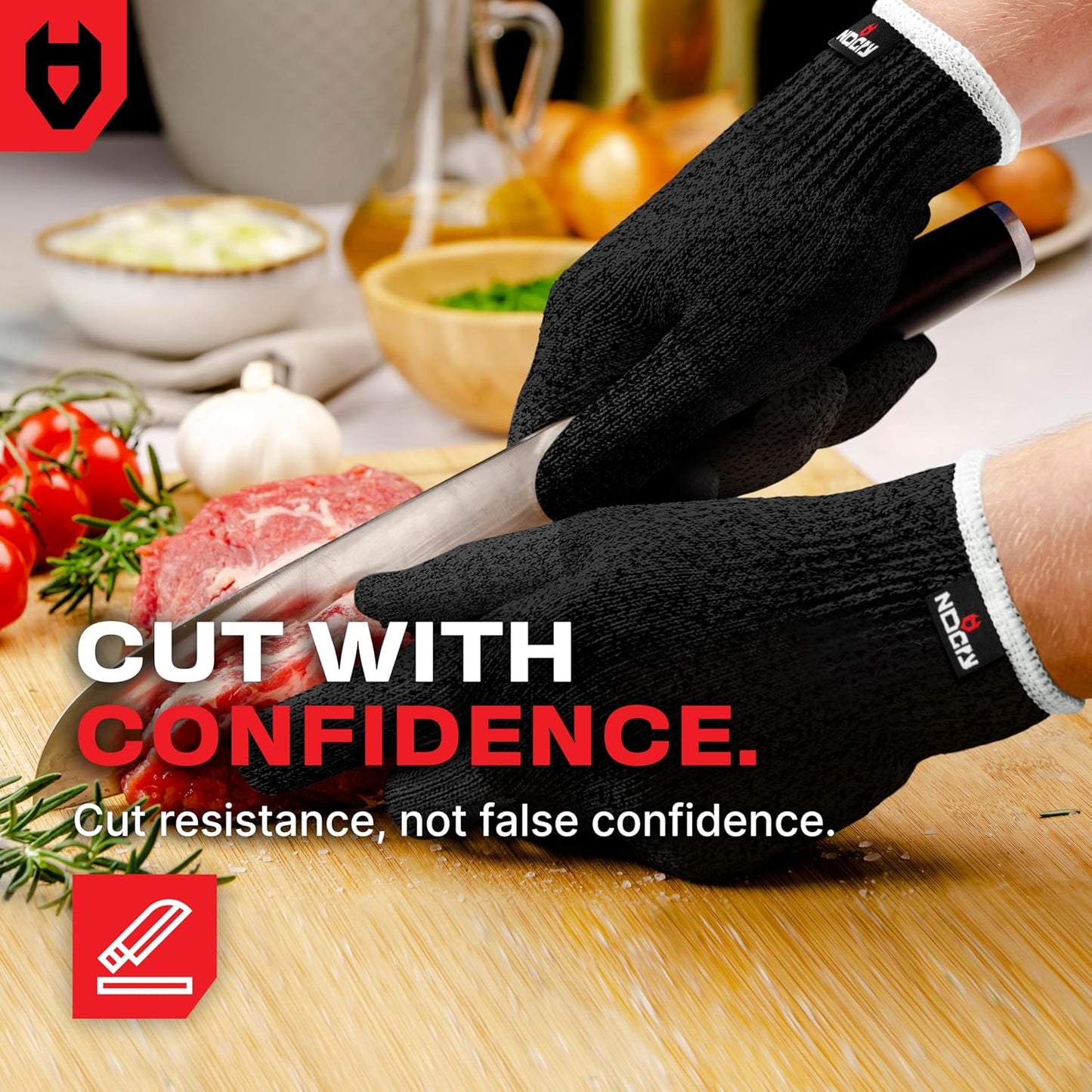 NoCry Premium Cut Resistant Gloves Food Grade — 100% Food Safe — Level 5 Meat Cutting Glove for Chefs & Butchers — Perfect Mandoline Glove or Oyster Shucking Gloves with Superior Comfort & Dexterity