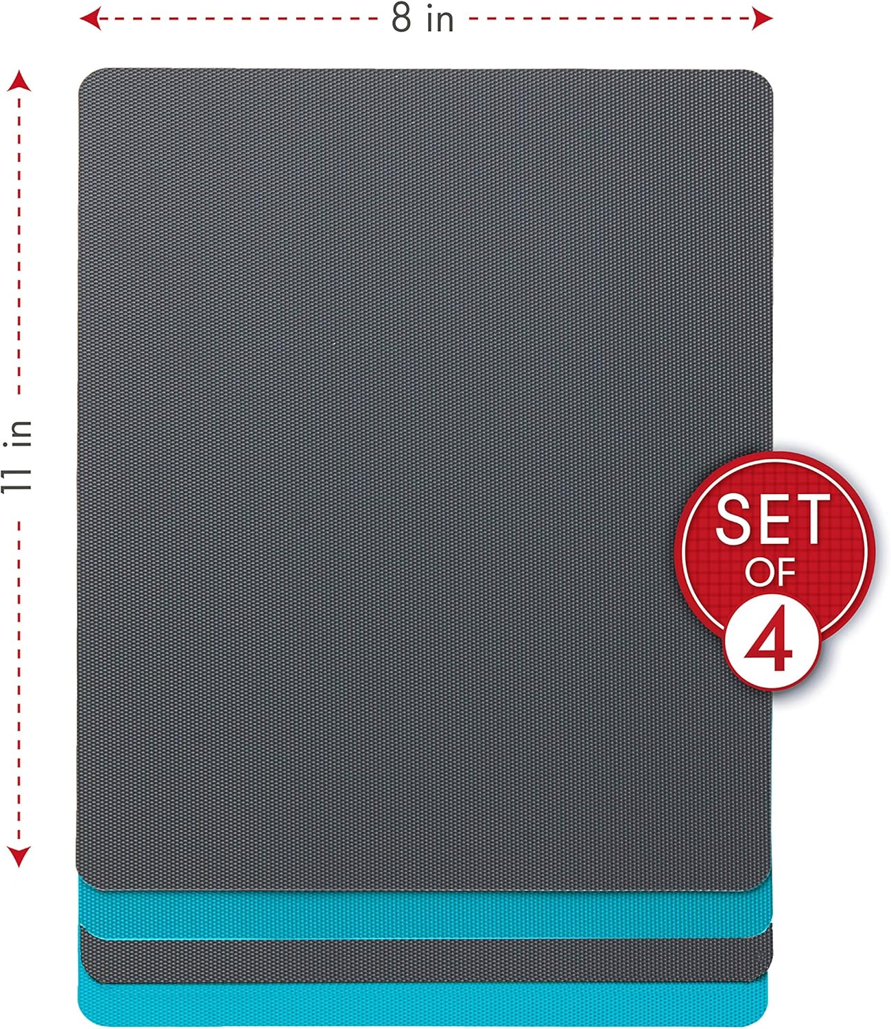 Dexas Heavy Duty Cutting Board Grippmat, Flexible Cutting Boards for Kitchen, Set of 4, Non Slip Plastic Board Cutting Mat Small Size 5.5 x 8, Blue, Green, Yellow, Red Set, Kitchen Gadgets
