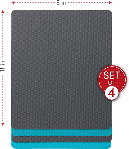 Dexas Heavy Duty Cutting Board Grippmat, Flexible Cutting Boards for Kitchen, Set of 4, Non Slip Plastic Board Cutting Mat Small Size 5.5 x 8, Blue, Green, Yellow, Red Set, Kitchen Gadgets
