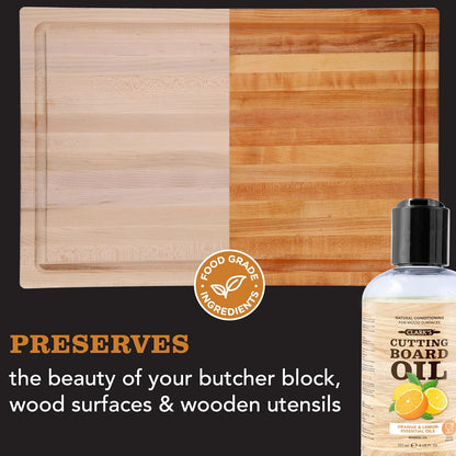 CLARK'S Cutting Board Oil - Coconut Extract Oil for Cutting Board - Made with Fractionated Coconut Oil for Kitchen Countertops, Butcher Blocks, Wooden Bowls and Utensils
