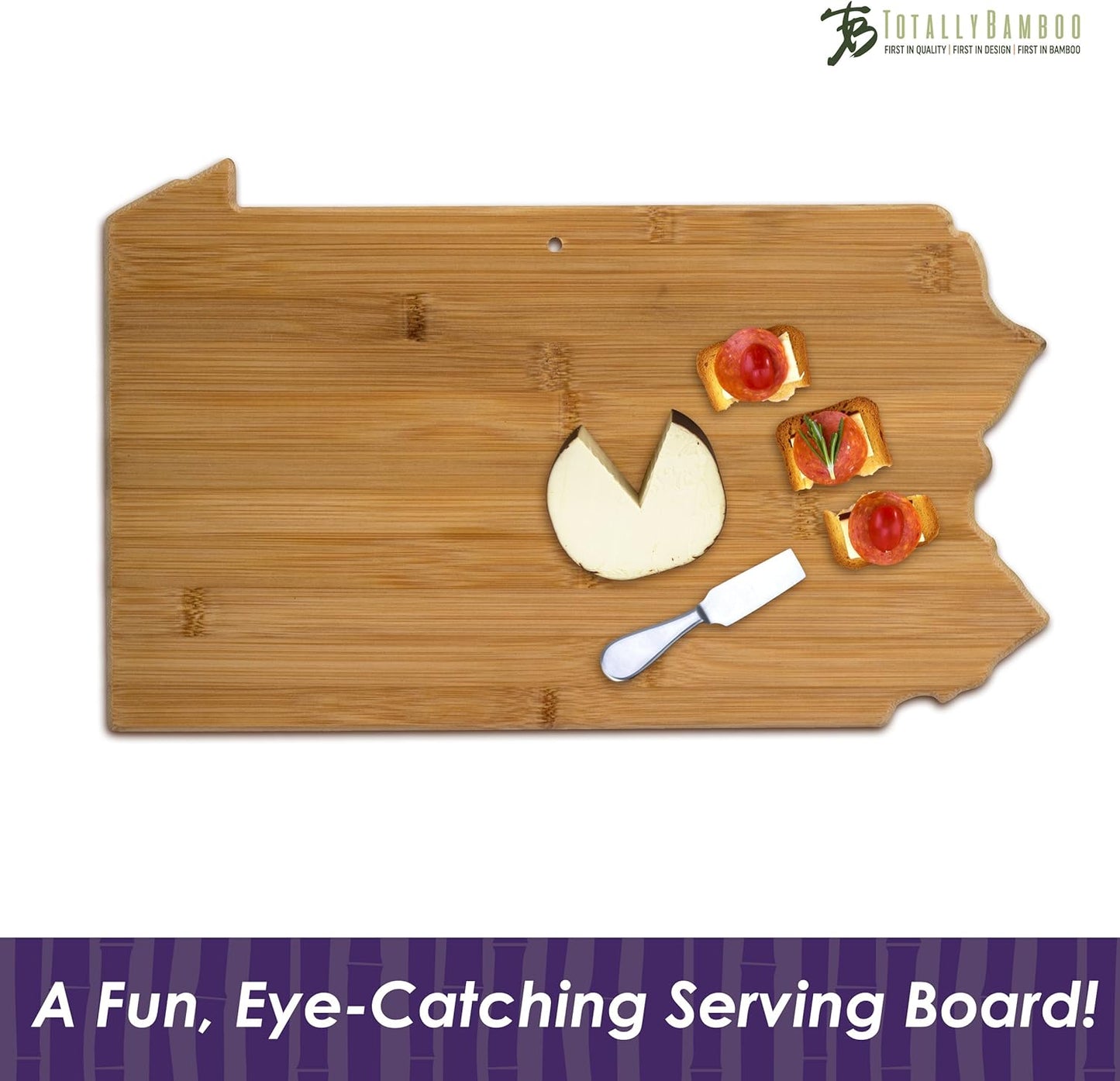 Totally Bamboo Oklahoma State Shaped Bamboo Serving and Cutting Board