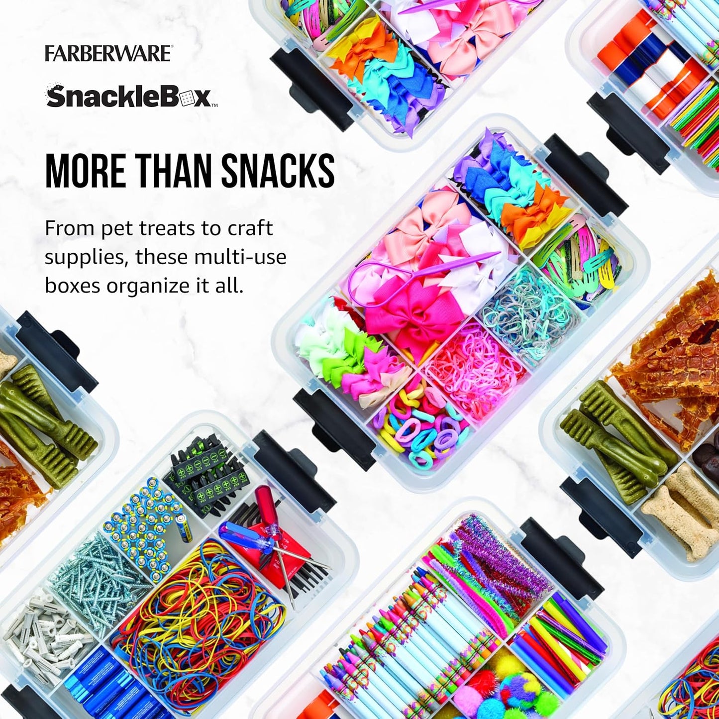 Farberware Build Snacklebox Serving Tray with Locking Bamboo Cutting Board Lid, Portable Storage Container with Compartments for Charcuterie, and More, Natural