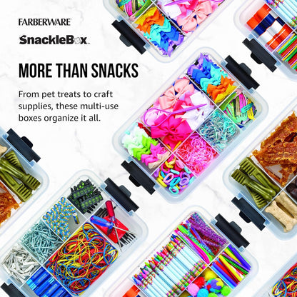 Farberware Build Snacklebox Serving Tray with Locking Bamboo Cutting Board Lid, Portable Storage Container with Compartments for Charcuterie, and More, Natural