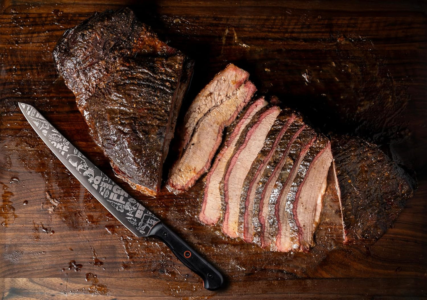 Traeger Grills BBQ Slicing Knife – Long Rigid German X50 Stainless Steel Blade for Clean, Precise Cuts on Brisket & Large Meat, Rust-Resistant & Ultra-Sharp - Made in partnership with Messermeister