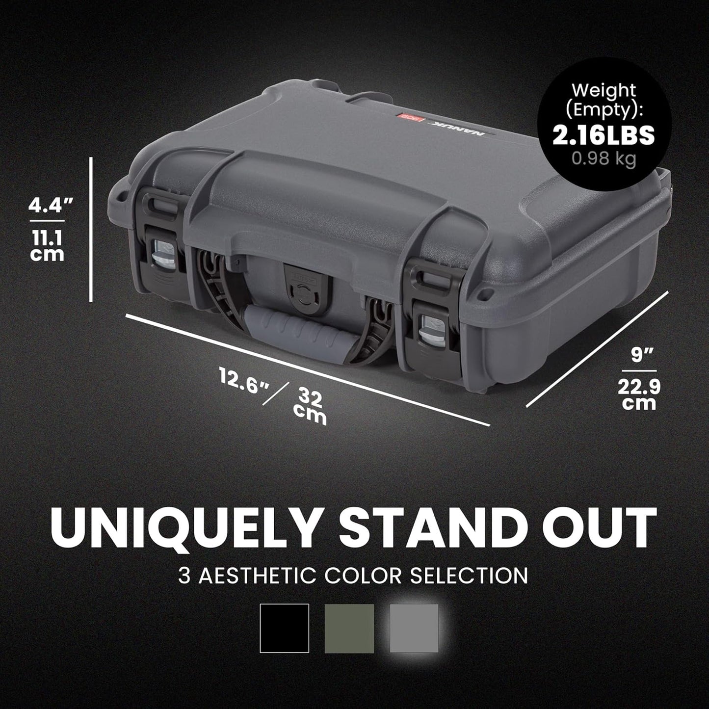 NANUK 909 Travel Knife Case – Waterproof Pocket Knife Storage with 8 Slots, 12.6” x 9” x 4.4” - Lightweight, Lockable, Dustproof, Impact-Resistant & Durable - Black