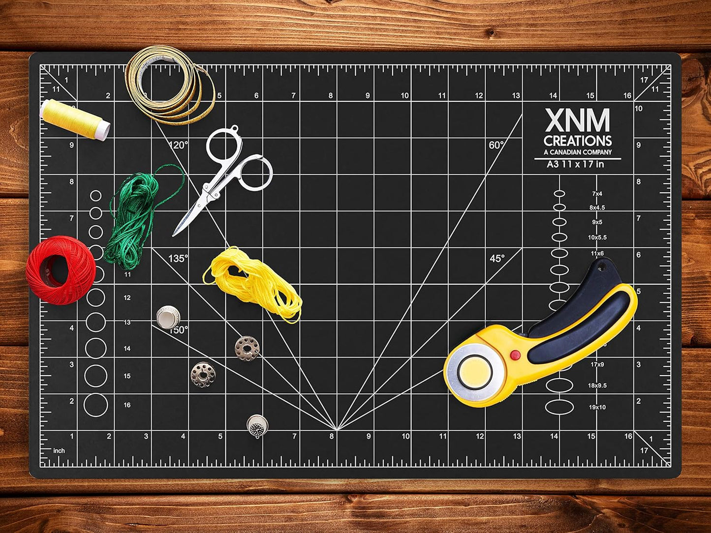 XNM Premium Self Healing Cutting Mat - 8 Inches by 11 inches - A4, 3 Layer Quality PVC Construction - Dual Sided, Imperial and Metric Grid Lines - Perfect for Cutting, Sewing, and Crafts