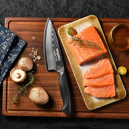 aisyoko 4.5 Inch Paring Knife, Damascus Steel Chef Knife with Ergonomic G10 Handle, VG10 High Carbon Steel, Professional Kitchen Knife for Fruit Vegetable Carving, Ultra Sharp Blades