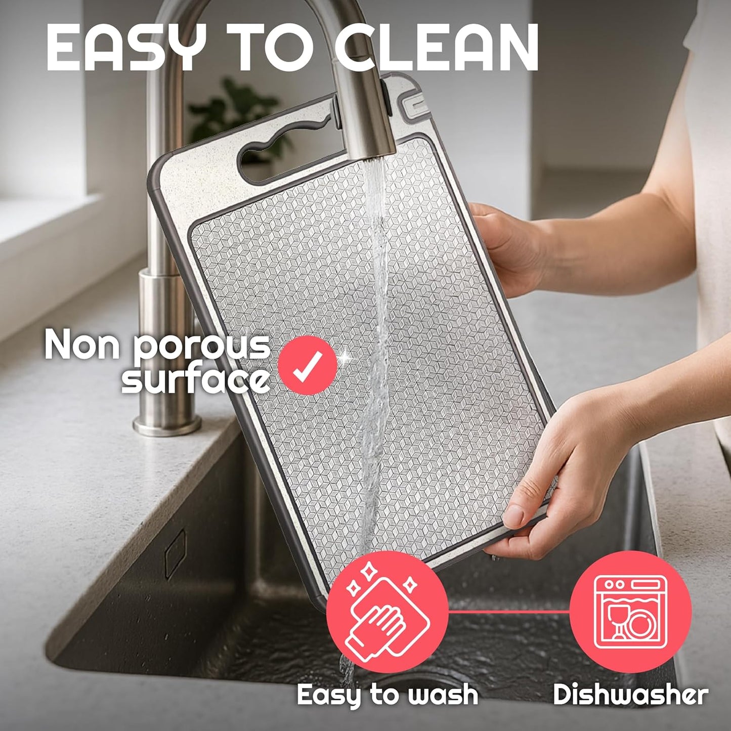 Double-Sided Stainless Steel Cutting Board for Meat & Vegetables – Non-Toxic, Easy to Clean, Includes Cut-Resistant Gloves & Sharpener