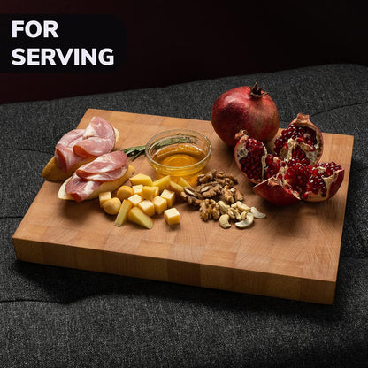 Butcher Block Cutting Board - 16x12 Inches Block Beech Cutting End Grain Cutting Board - Meat Cutting Chopping Board - Thick Large Cutting Board for Kitchen - Black Wood Cutting Board