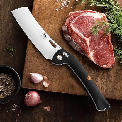 SENBON 440 Stainless Steel Super Sharp Pocket Folding Chef Knife - Peeling, Utility, Fruit Knife - G10 Handle - Camping, Barbecue, Outdoor - Clip