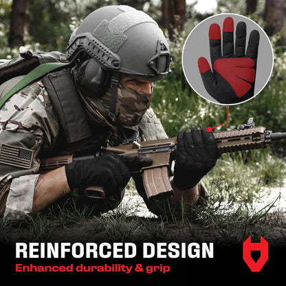NoCry Tactical Gloves for Men with Flexible Knuckle Guards – Durable Design with Reinforced Palms and Stitching – Perfect Combat Gear with Touchscreen Compatible Fingers