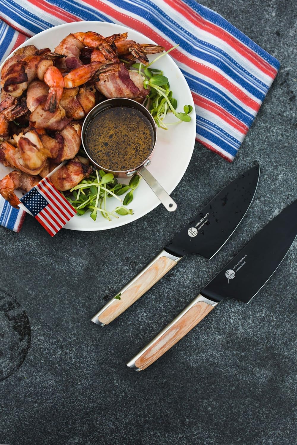 Everdure German Steel Professional Bread Knife, 10.55 Inch Serrated Edge Blade, Titanium Coated Blade with Pakka Wood Handle, Perfect Kitchen Knife for Slicing Bread Loaves, Bagels, Cake, and More
