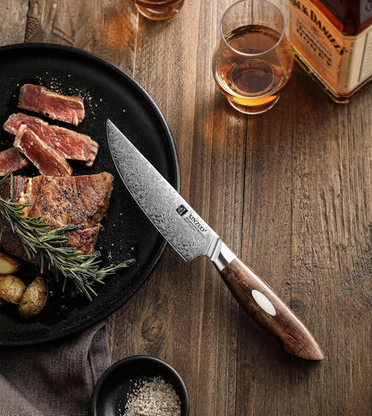XINZUO 8.3 Inch,110 Layers Damascus Steel Chef Knife Cleaver, Professional Hand Forged Kitchen Cooking Knife,Full Tang,Sharp Slicing Knife Gyuto Knife-North America Desert lron Wood Handle