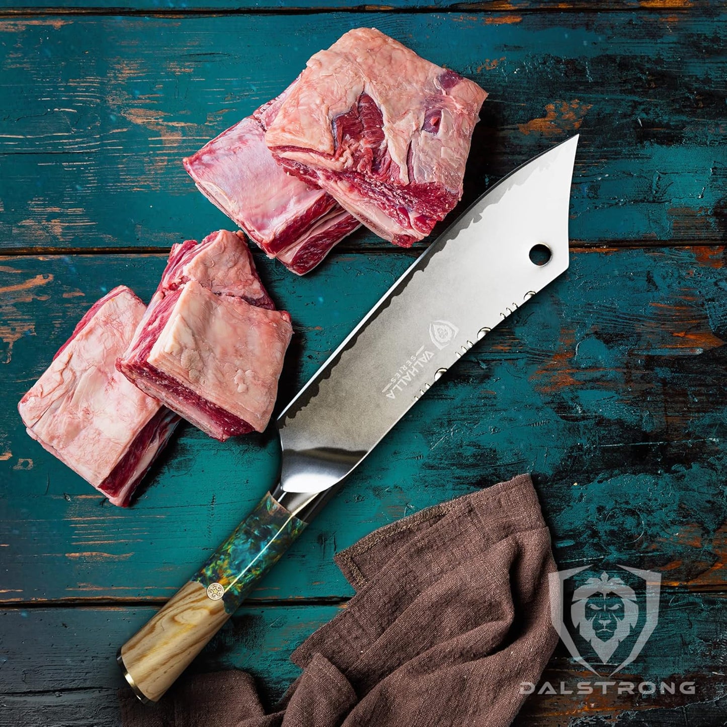 Dalstrong Chef & Cleaver Hybrid Knife - The 'Crixus' - 8 inch - Valhalla Series - 9CR18MOV HC Steel - Celestial Resin & Wood Handle - Razor Sharp Chef's Knife - w/Leather Sheath