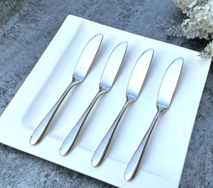 4 Pieces Set Butter knife, Pate Knife Cheese Spreader, Thick and Smooth Handle Food Safety Material Stainless Steel 18/10 SUS 304# for Home Restaurant Party breakfast (Mirror)