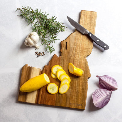 Totally Bamboo Rock & Branch Origins Series New York State Shaped Cutting Board and Charcuterie Serving Tray, Includes Hang Tie for Wall Display