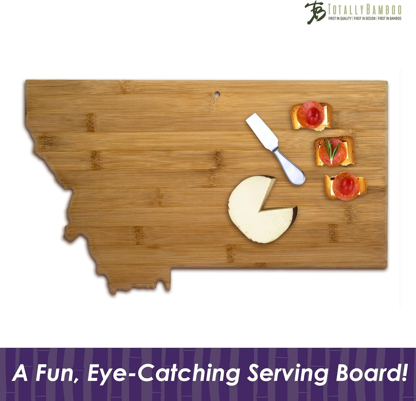 Totally Bamboo Oklahoma State Shaped Bamboo Serving and Cutting Board