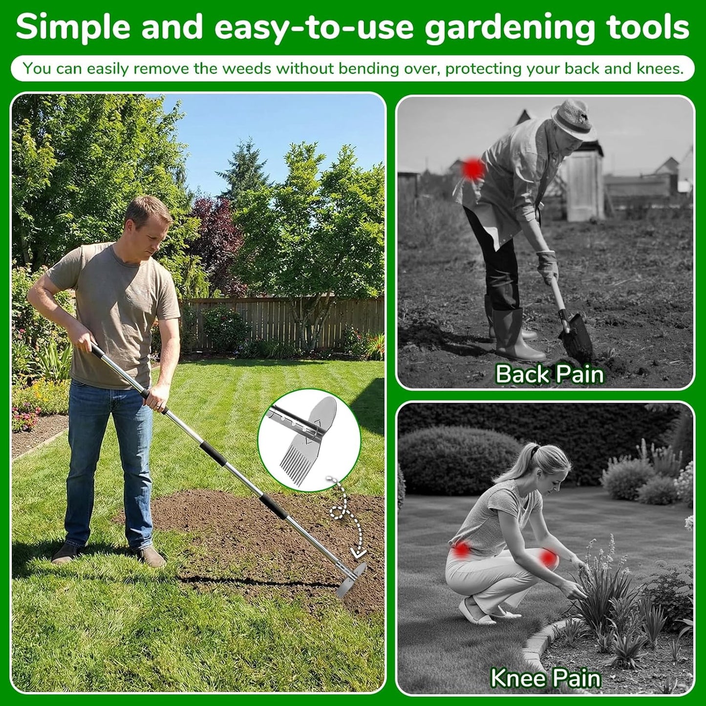 Garden Tools,Weeder Tool,Portable Weeding Tool,Garden weed pulling tool,Adopt Anti Slip Handle,Conforms to Ergonomic Curves,Weed puller tool Suitable for Farm Planting,Gardening(Black Orange Handle)