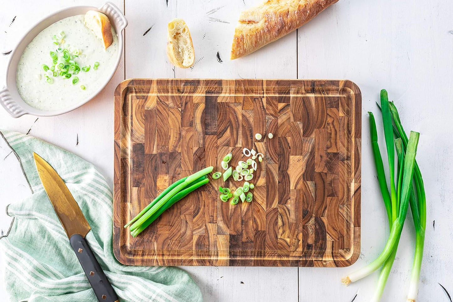 Lipper International Teak Wood End Grain Kitchen Chopping Block and Cutting Board, Small, 12" x 8" x 1-1/4"