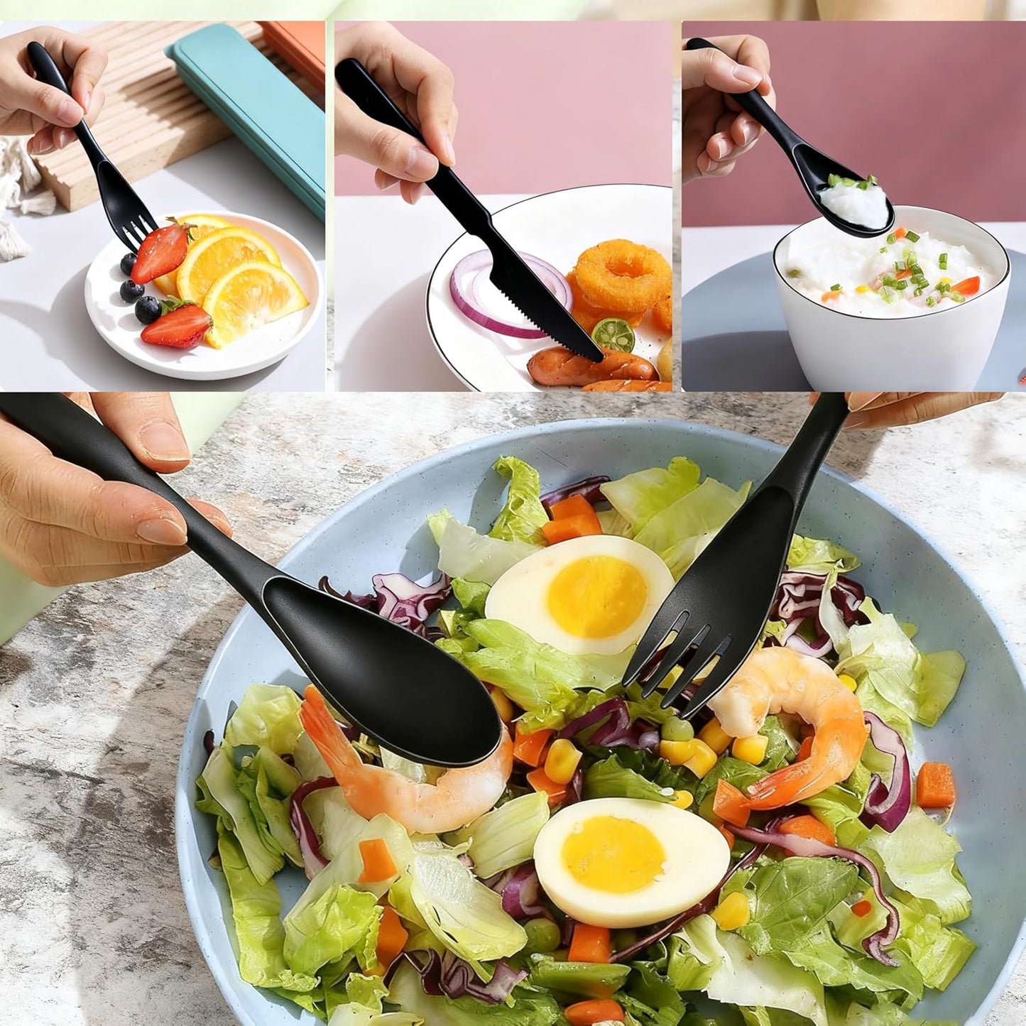 1 Set Wheat Straw Reusable Travel Utensils with Case, Portable Cutlery Set, BPA-Free Eco-Friendly Knife Spoon Fork, for Office, Dorm & On-the-Go(Purple)
