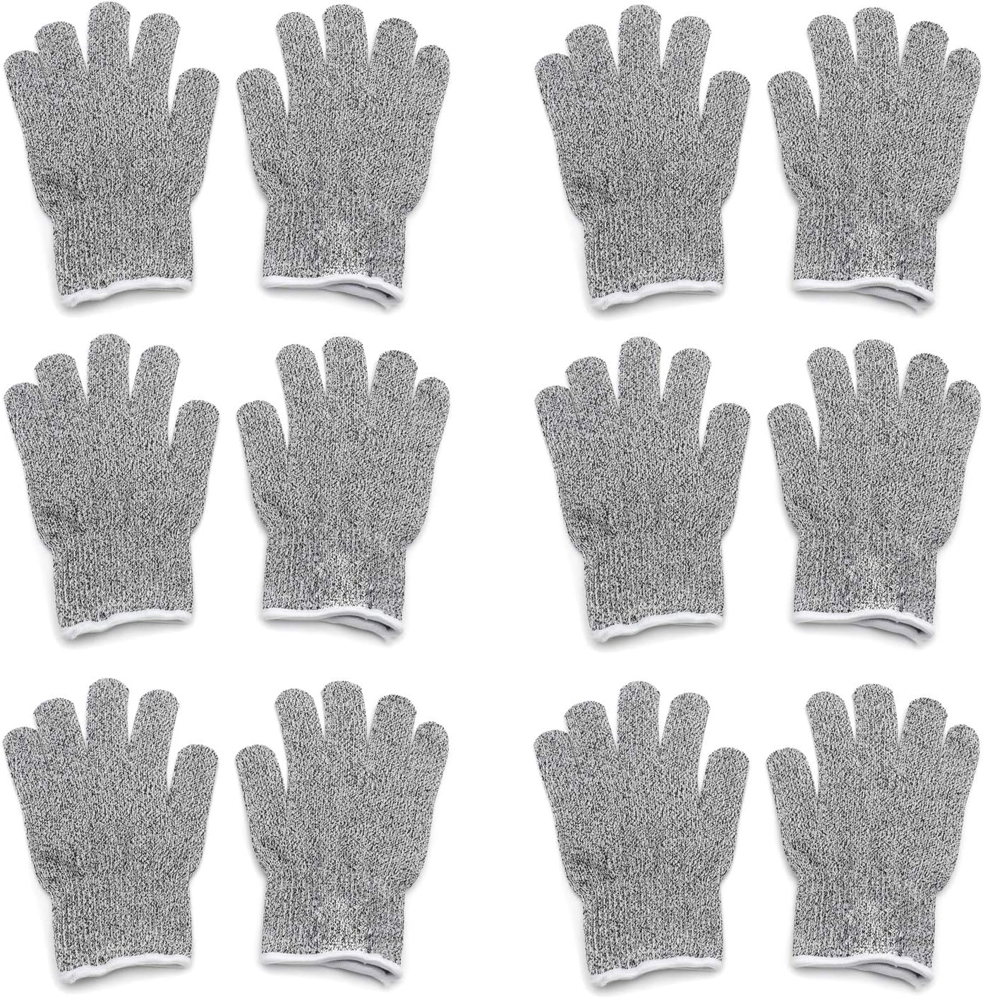 HongK- Level 5 Protection 6Pair Of Size XL Safe Cut Resistant Gloves Food Grade For Kitchen Oyster Shucking Meat Cutting Wood Carving Machine Washable [P/N: ET-TOOL032-XL X6-GRAY ]