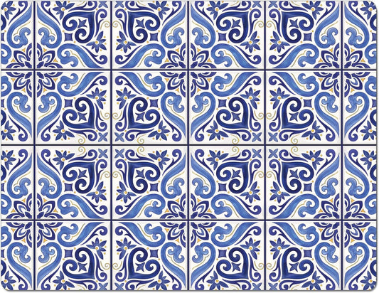 Cut N' Funnel Shades of Blue Designer Flexible Plastic Cutting Board Mat, 15" x 11.5", Made in the USA, Decorative, Flexible, Easy to Clean