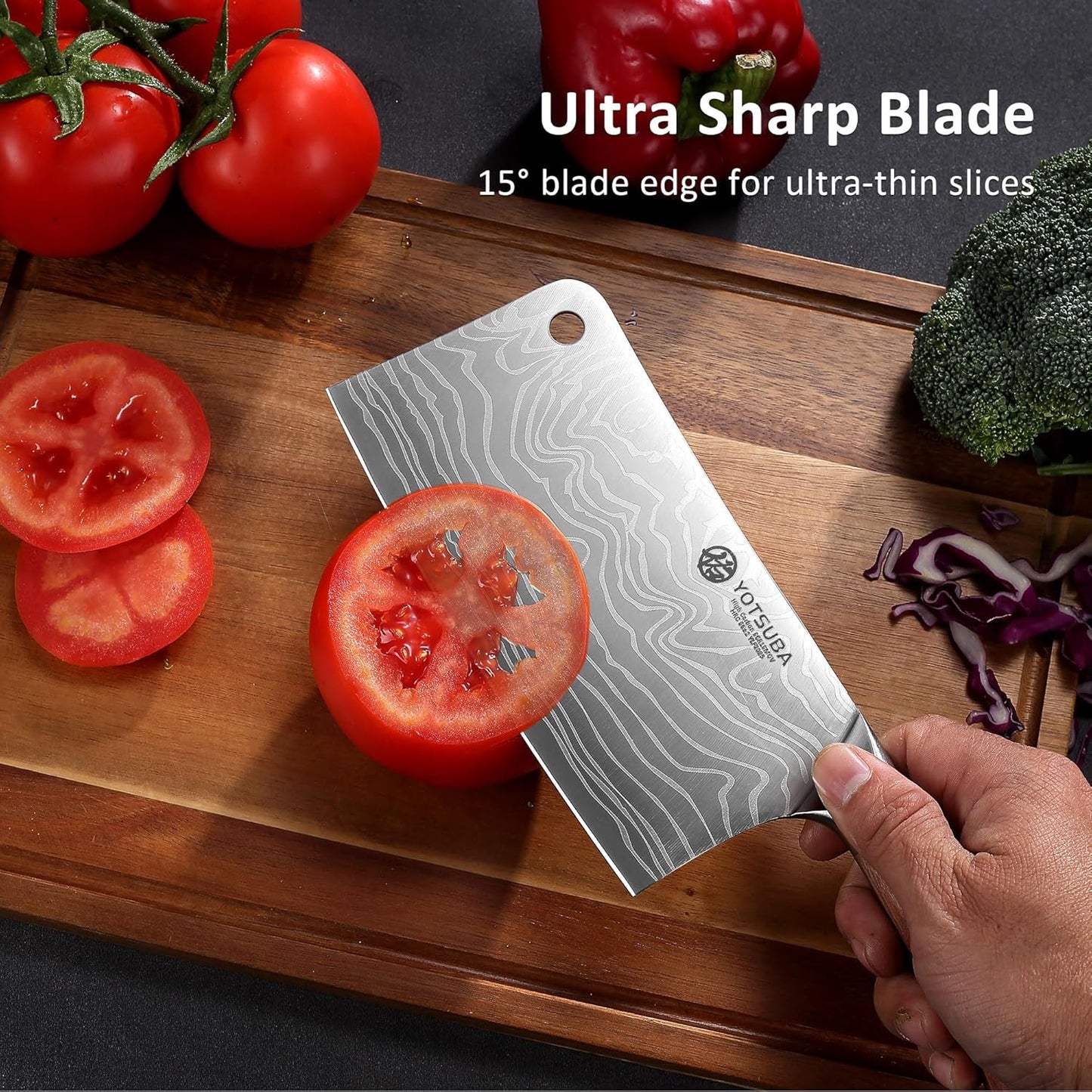 YOTSUBA Carving Knife and Fork Set, Meat Cutting Knife, Razor-Sharp German Stainless Steel Knives Fork Set with Ergonomic Wood Handle, Slicing Knives for Meats, BBQ & Vegetables