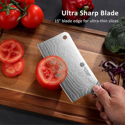 YOTSUBA Carving Knife and Fork Set, Meat Cutting Knife, Razor-Sharp German Stainless Steel Knives Fork Set with Ergonomic Wood Handle, Slicing Knives for Meats, BBQ & Vegetables