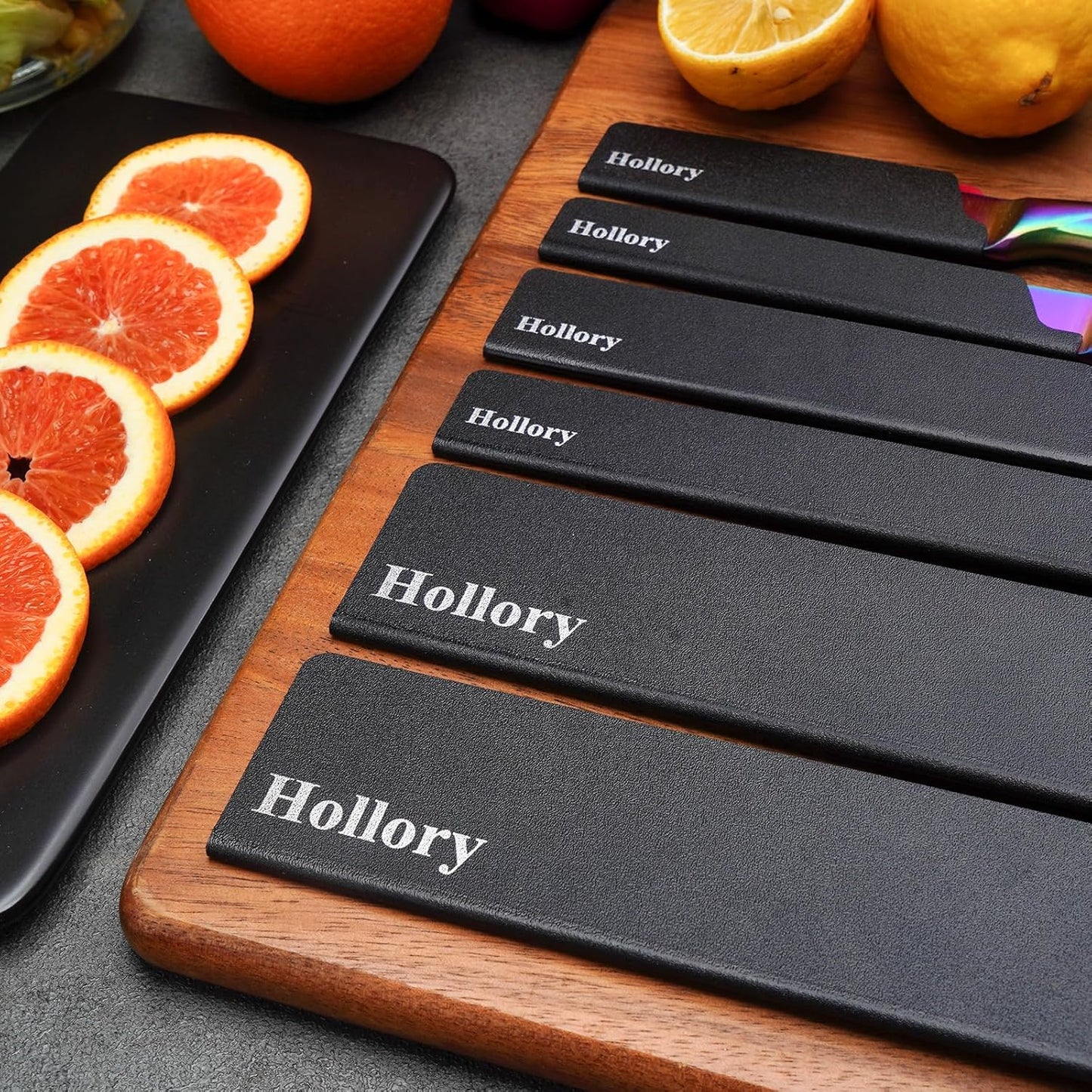 Kitchen Knife Guards Set, Universal Blade Covers, Abs Plastic BPA-Free Blade Protector with Velvet Lining, Professional Kitchen Knife Storage Solution for Home Cooks, Black (2 Pcs)