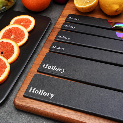 Kitchen Knife Guards Set, Universal Blade Covers, Abs Plastic BPA-Free Blade Protector with Velvet Lining, Professional Kitchen Knife Storage Solution for Home Cooks, Black (2 Pcs)