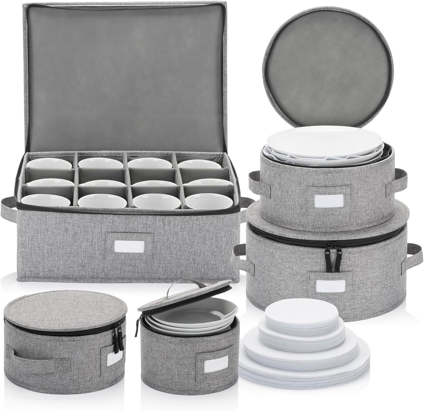 Flatware Storage Case with 5 Adjustable Compartments - Tableware Utensil Chest with Carrying Handles - Protects and Organizes Cutlery and Silverware - Hard Shell and Stackable