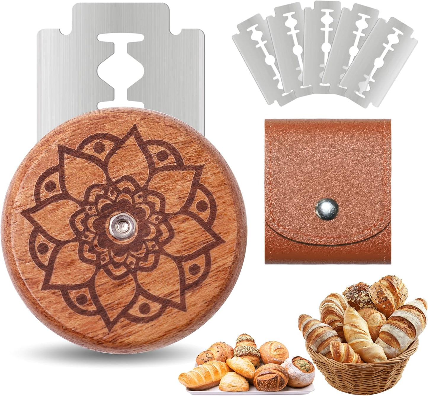 UFO Bread Lame Cutter for Homemade Sourdough,Bread Scorer Tool for Sourdough with 5 Blades and Storage Cover,Slashing Tool Bread Cutting Knife for Artisan Bread and Baguette Makers,Circle