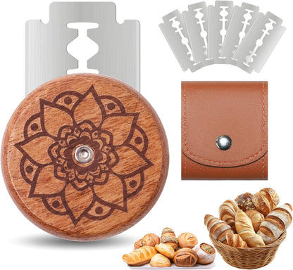 UFO Bread Lame Cutter for Homemade Sourdough,Bread Scorer Tool for Sourdough with 5 Blades and Storage Cover,Slashing Tool Bread Cutting Knife for Artisan Bread and Baguette Makers,Circle