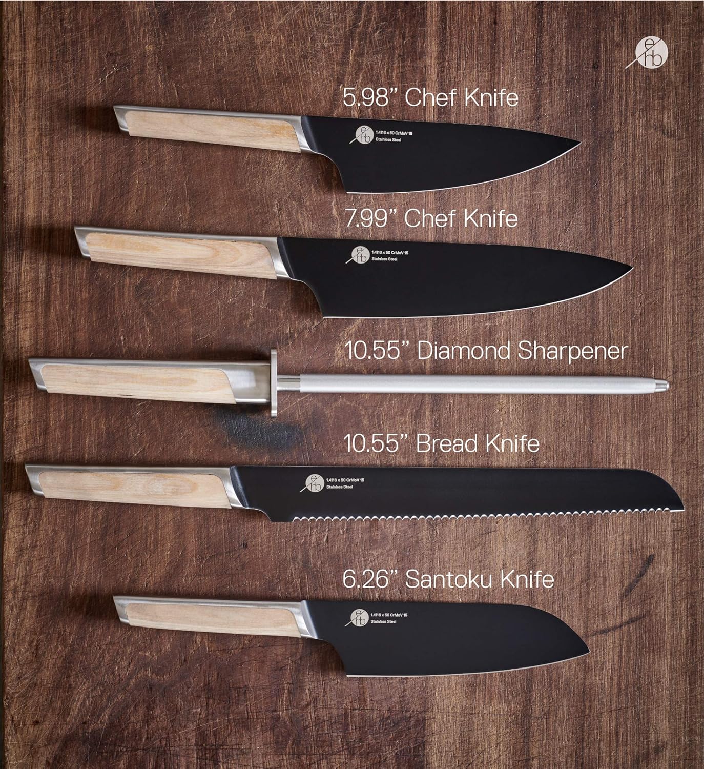 Everdure German Steel Professional Bread Knife, 10.55 Inch Serrated Edge Blade, Titanium Coated Blade with Pakka Wood Handle, Perfect Kitchen Knife for Slicing Bread Loaves, Bagels, Cake, and More