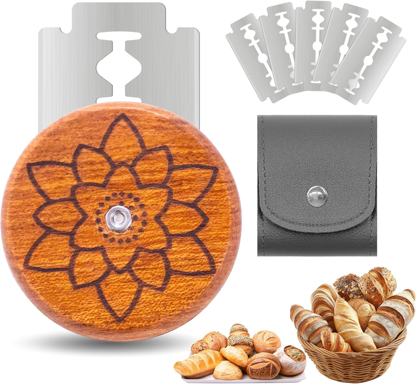 UFO Bread Lame Cutter for Homemade Sourdough,Bread Scorer Tool for Sourdough with 5 Blades and Storage Cover,Slashing Tool Bread Cutting Knife for Artisan Bread and Baguette Makers,Circle