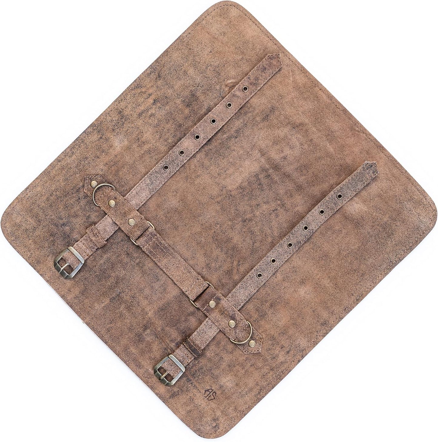 Angus Stoke Knife Roll Bag Genuine Leather – knife case for Chefs 7 slots – Leather Knife with handle and strap Frank (Brown-Antique)