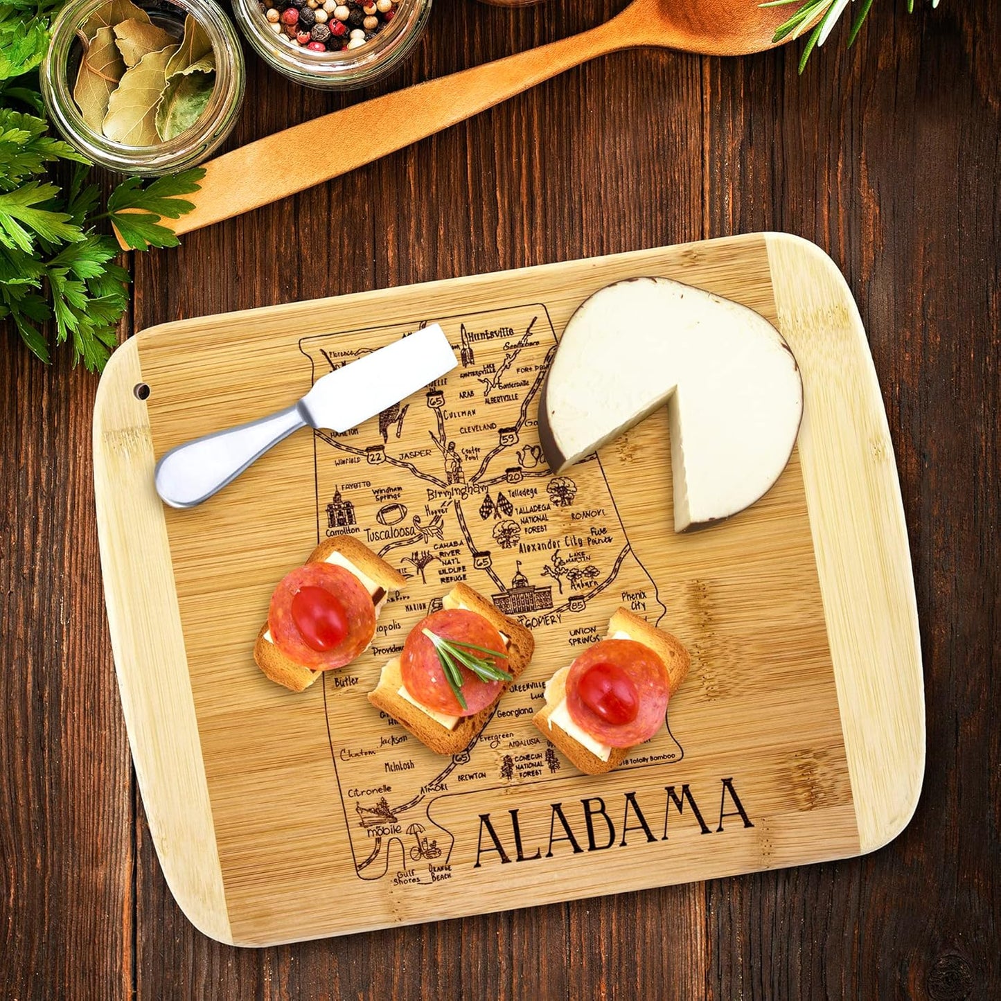 Totally Bamboo A Slice of Life New Jersey State Serving and Cutting Board, 11" x 8.75" - Colors A