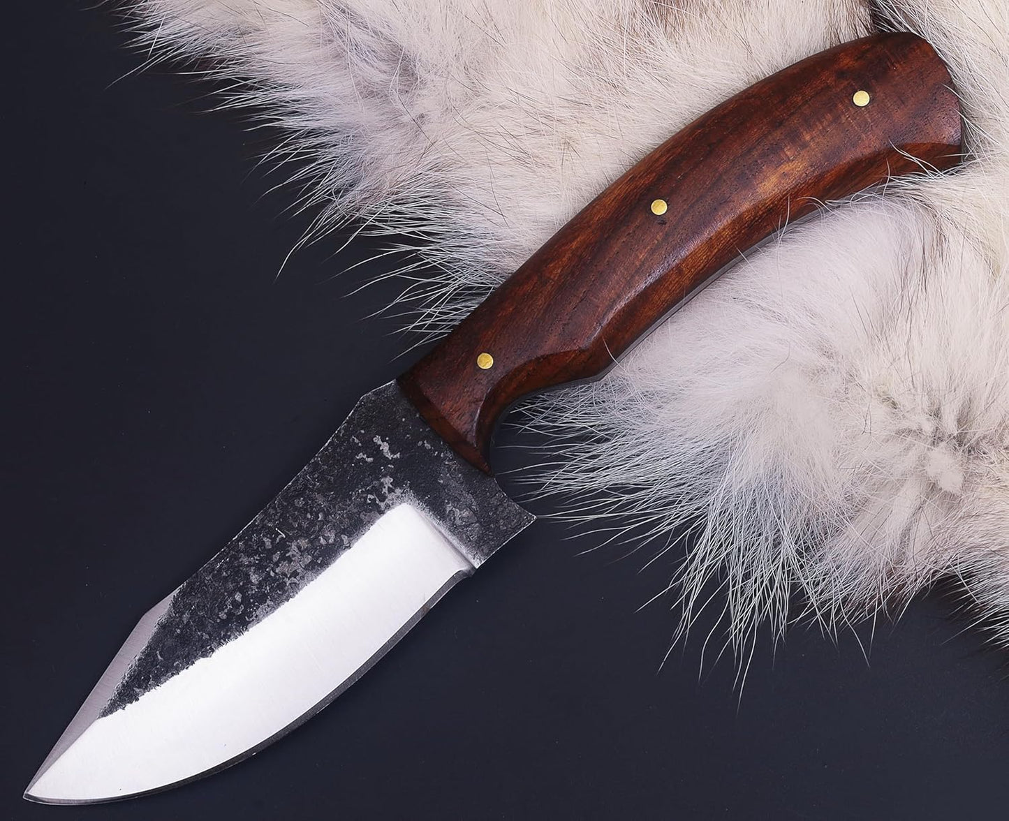 Damascus Steel Bushcraft Knife with Leather Sheath – 6" Fixed Blade Hunting Knife with Sheath for Men – Tactical Survival & Camping Knife for Outdoor Adventure