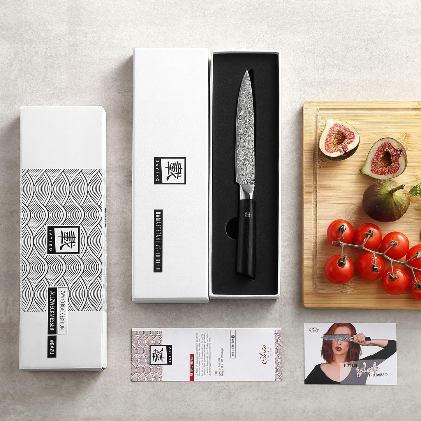 zayiko Limited Edition Copper Damascus Chef’s Knife – 8.3" Kiritsuke Blade | Damascus Steel with VG10 Core & Copper Texture | Maple Wood Handle | Professional Kitchen Knife in Gift Box