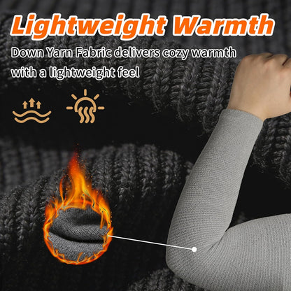Schwer 2 Pairs 15.4in Down Yarn Knitted Arm Warmers, Summer Essential Arm Sleeves for AC Rooms, Hyaluronic Acid Infused, Moisturizing & Skin-Friendly, Light Compression Arm Protectors for Thin Skin