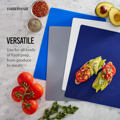 Farberware Flexible Kitchen Cutting Mat Set - Made in the USA - Cross-Contamination Prevention, 11x14 Inches, Non-Slip Design - Easy-Care Kitchen Essential, 4-Piece